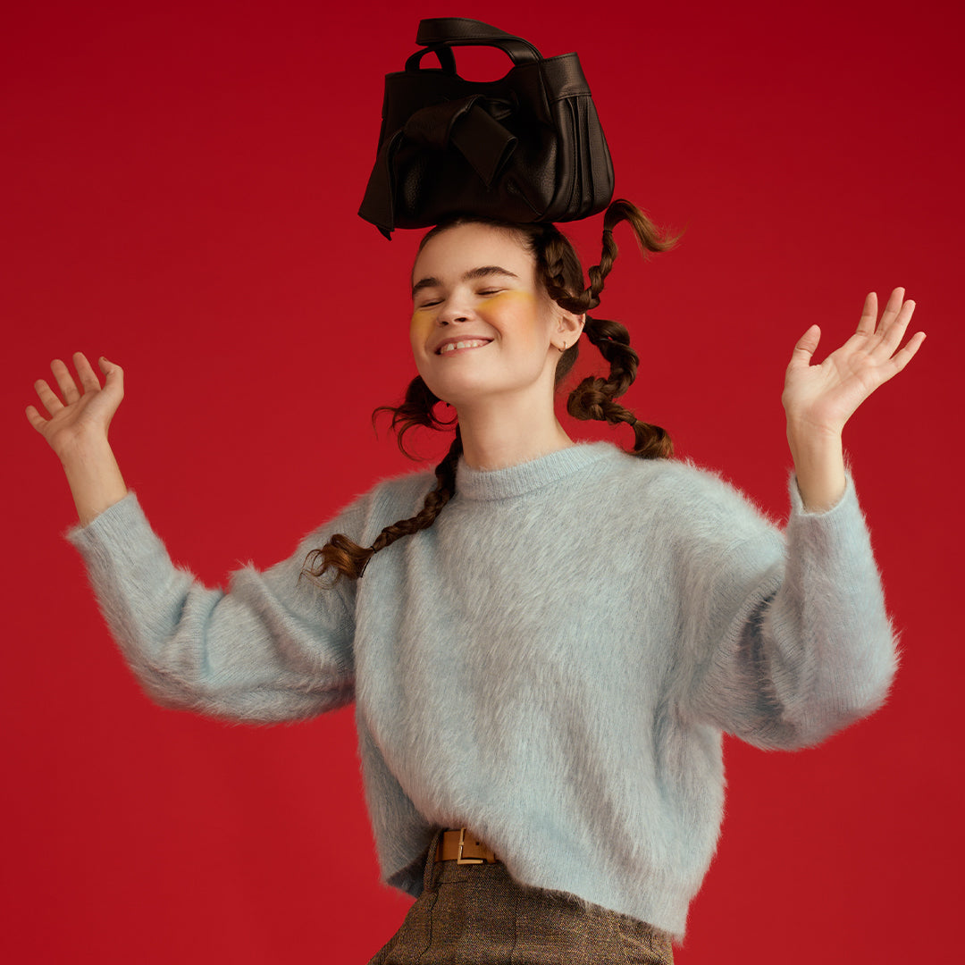 ＜VIA DOAN＞Zilda 橫長型蝴蝶結手提包/黑色