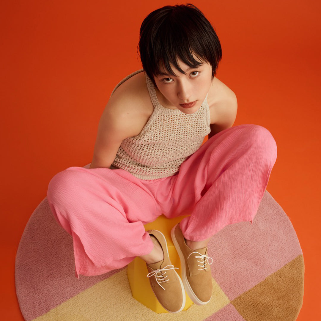 ＜TOSS＞Bath 皮革繫帶球鞋/米色