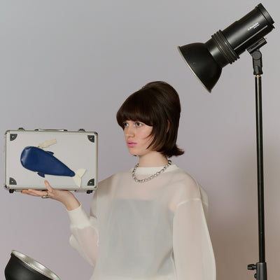 <Nomura Seisakusho> Whale Shaped Pen Case (Bi-Color) / Navy x White