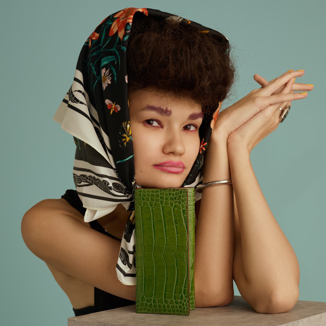 ＜キイチ＞ アライクシリーズ 長財布（カブセ）/グリーン