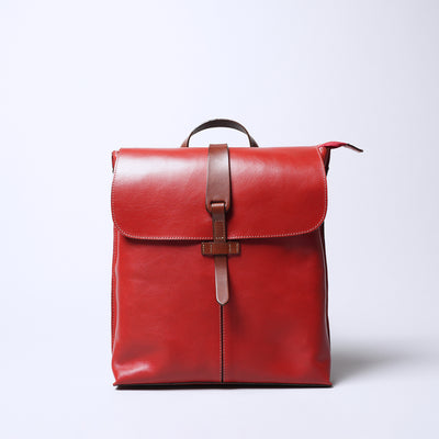 ＜レッセフェール＞サーチ ヌメ革コンビ リュック/レッド