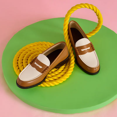 <HARUTA> teema special order plain me x HARUTA Combi Loafer / Light Brown x White