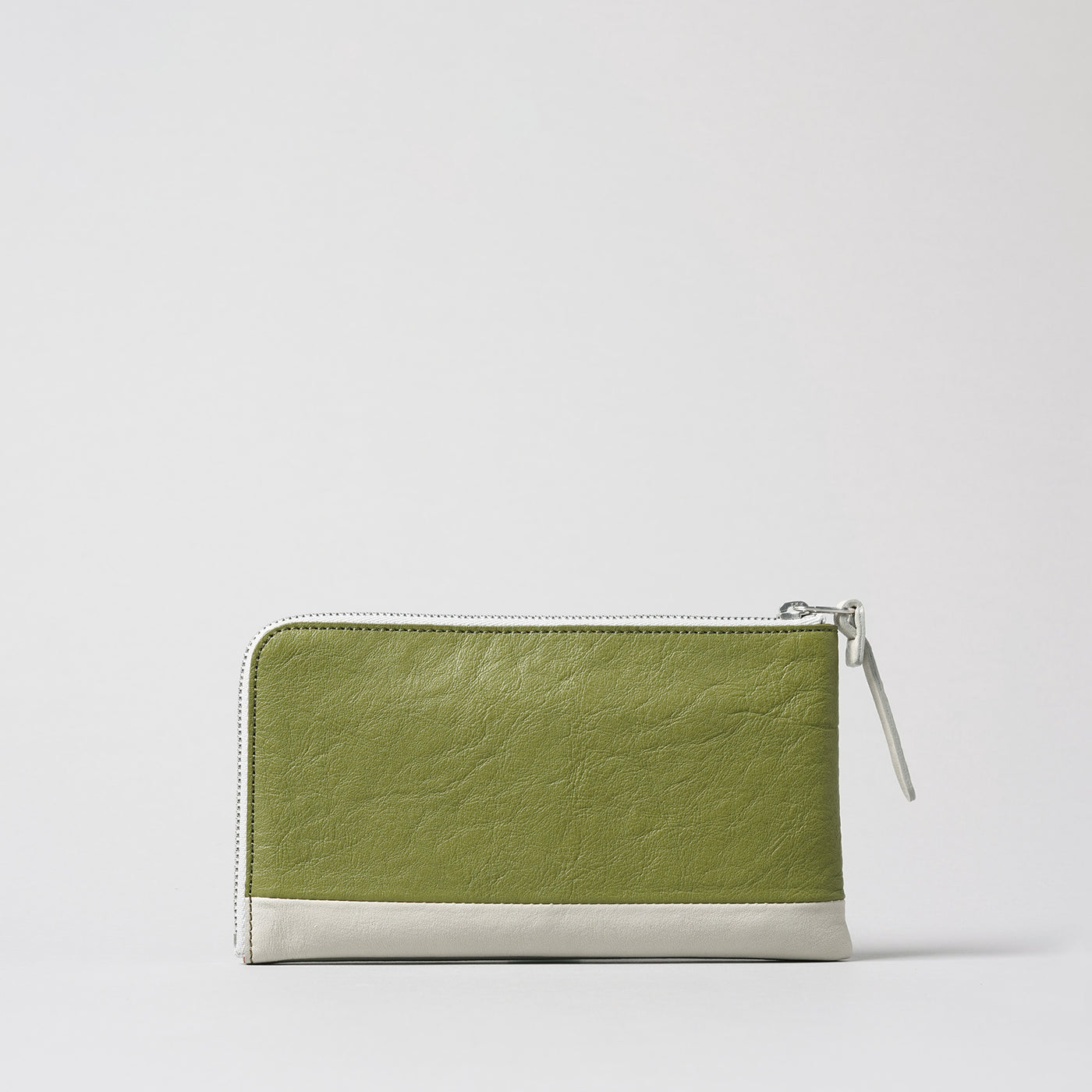 <numeri> Sottile Bi-Color L Zipper Long Wallet / Green x Light Grey