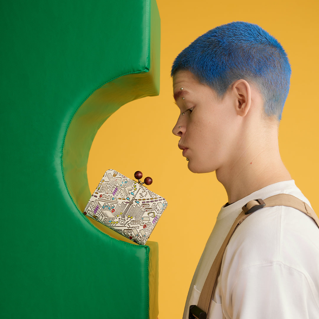 ＜kissora＞友禪文庫 口金短夾/TOKYO（白色）