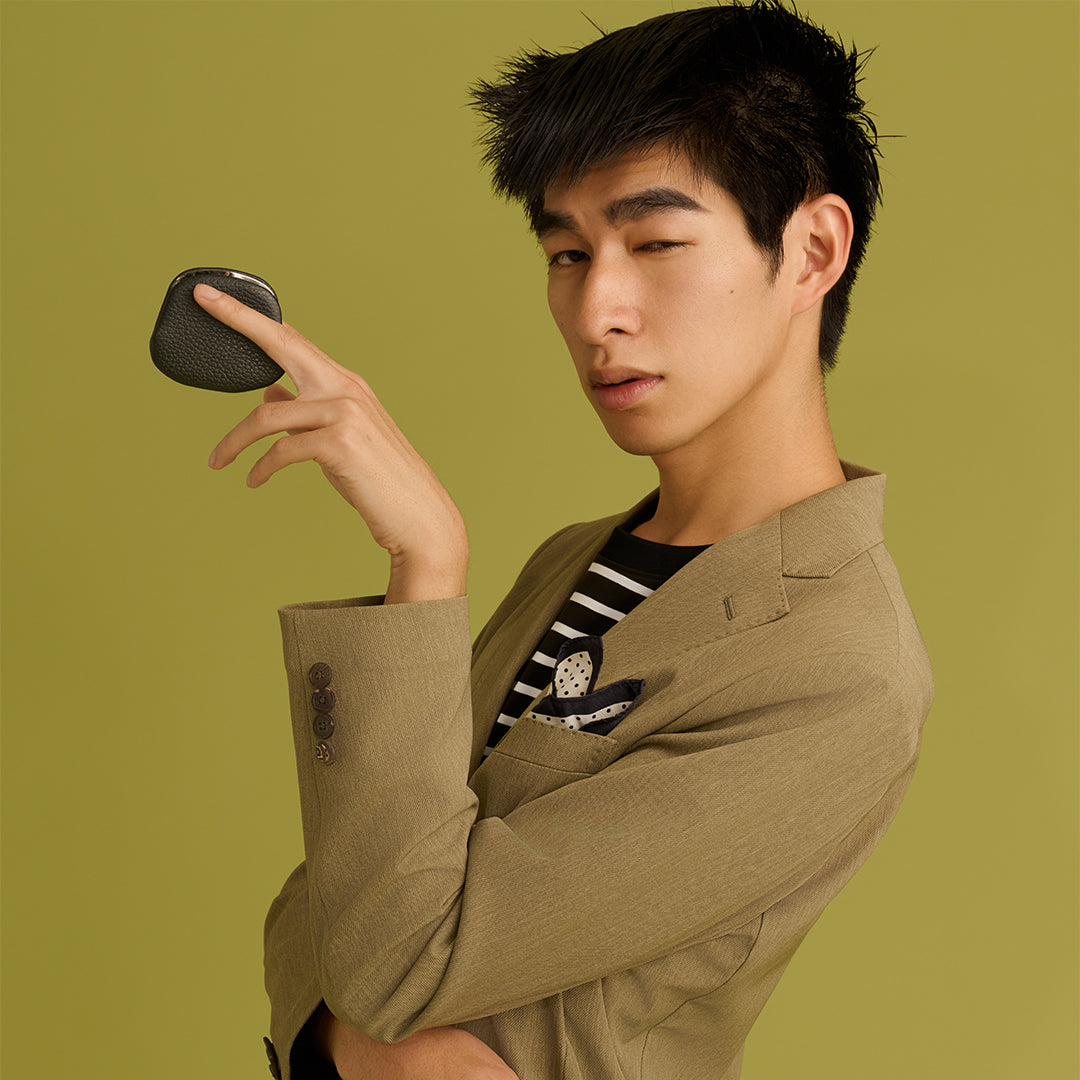 <bell la bell> Italian Leather Push Closure S  Metal Clasp Coin Purse / Black