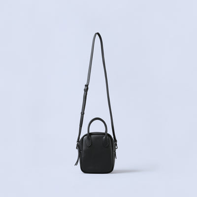 ＜ESTINE＞Minula系列 兩用皮革方形包/黑色