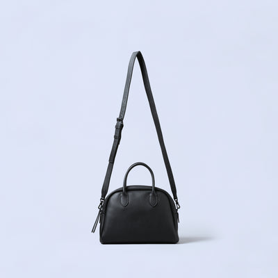 ＜ESTINE＞Minula系列 兩用皮革手提包/黑色