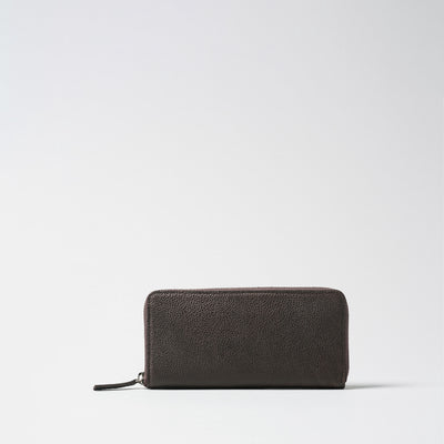 <Hawk Feathers>  Kuro-zan Leather Lacquered Round Zipper Long Wallet/ Chocolate