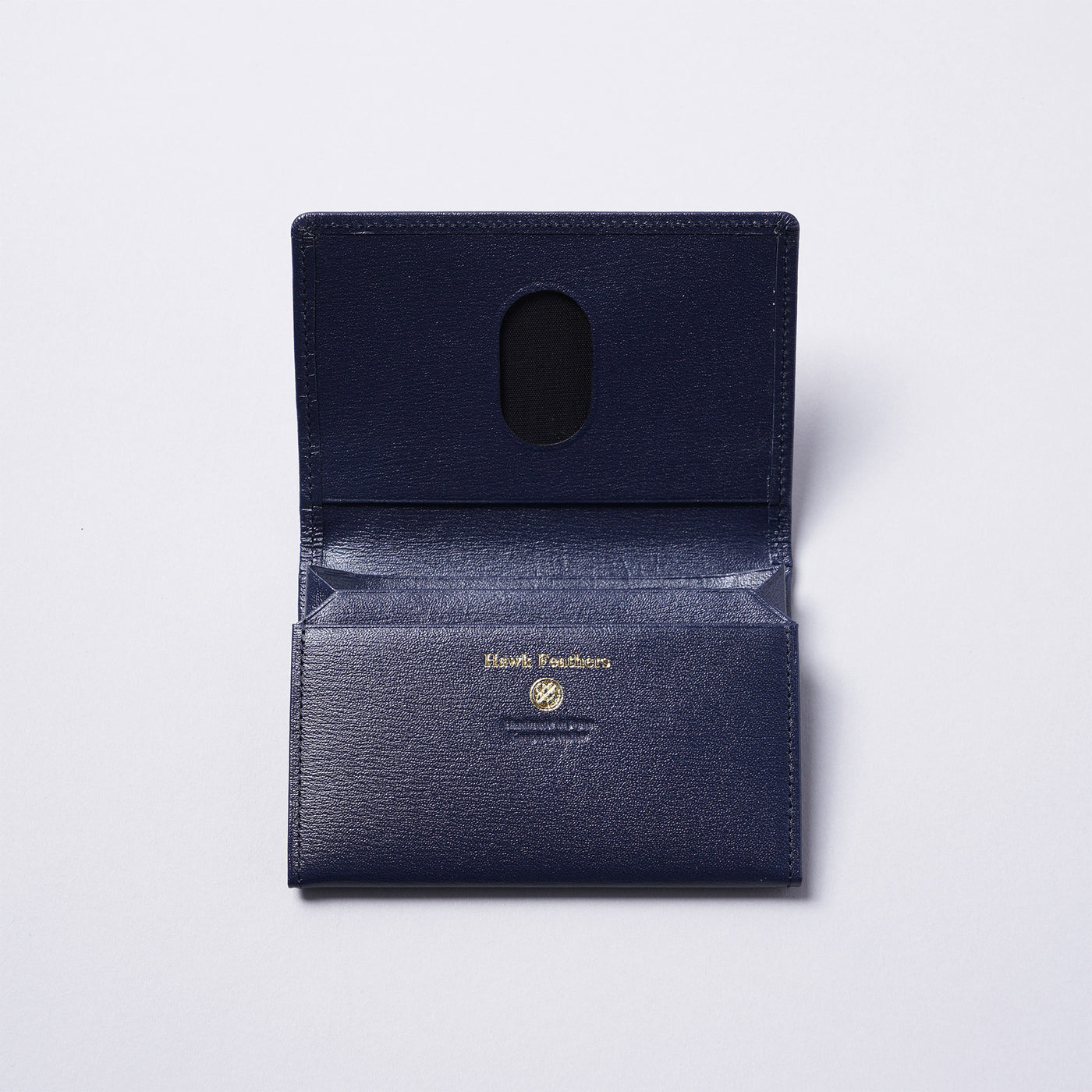 <Hawk Feathers> Kangaroo Business Card Holder with Gusset / Navy