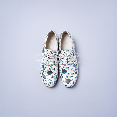 <KUTSUNE> BLUCHER STRAIGHT CHIP /  Liberty Dot White (Multi)