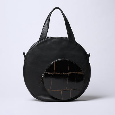 ＜リアルマインド ブラックレーベル＞アポロン 2way丸形ショルダーバッグ　大/ブラック