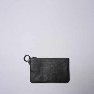 <SENTI FLATTER THE SENSES> Super Lightweight Dyneema Leather Ring Pouch L/ All Black