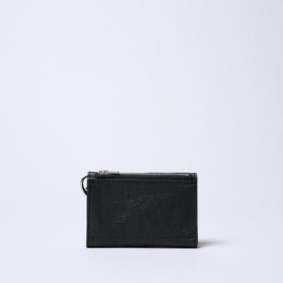 <SENTI FLATTER THE SENSES> Super Lightweight Dyneema Leather Slim Tri-Fold Wallet / Black