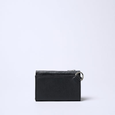 <SENTI FLATTER THE SENSES> Super Lightweight Dyneema Leather Slim Tri-Fold Wallet / Black