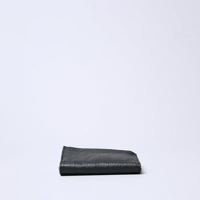 <SENTI FLATTER THE SENSES> Super Lightweight Dyneema Leather Slim Tri-Fold Wallet / Black