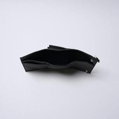 <SENTI FLATTER THE SENSES> Super Lightweight Dyneema Leather Slim Tri-Fold Wallet / Black