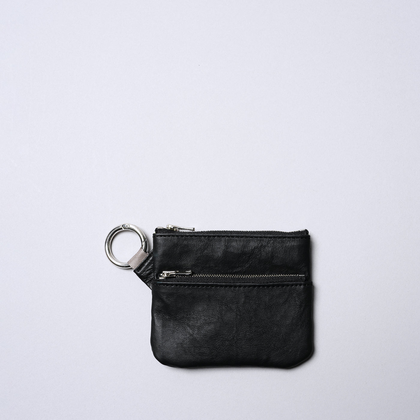 <SENTI FLATTER THE SENSES> Super Lightweight Dyneema Leather Double Zip Pouch / All Black