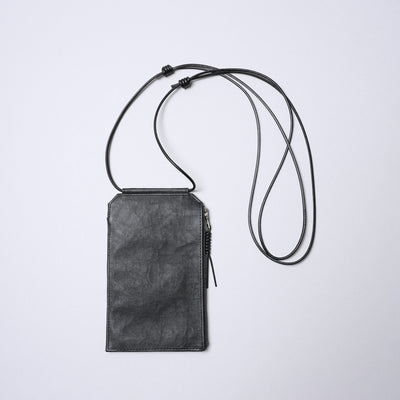 <SENTI FLATTER THE SENSES> Super Lightweight Dyneema Leather Travel Shoulder Bag / Black x Camel
