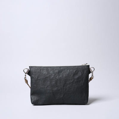 超輕量Dyneema皮革 兩用型隨身包/黑色X駱駝色