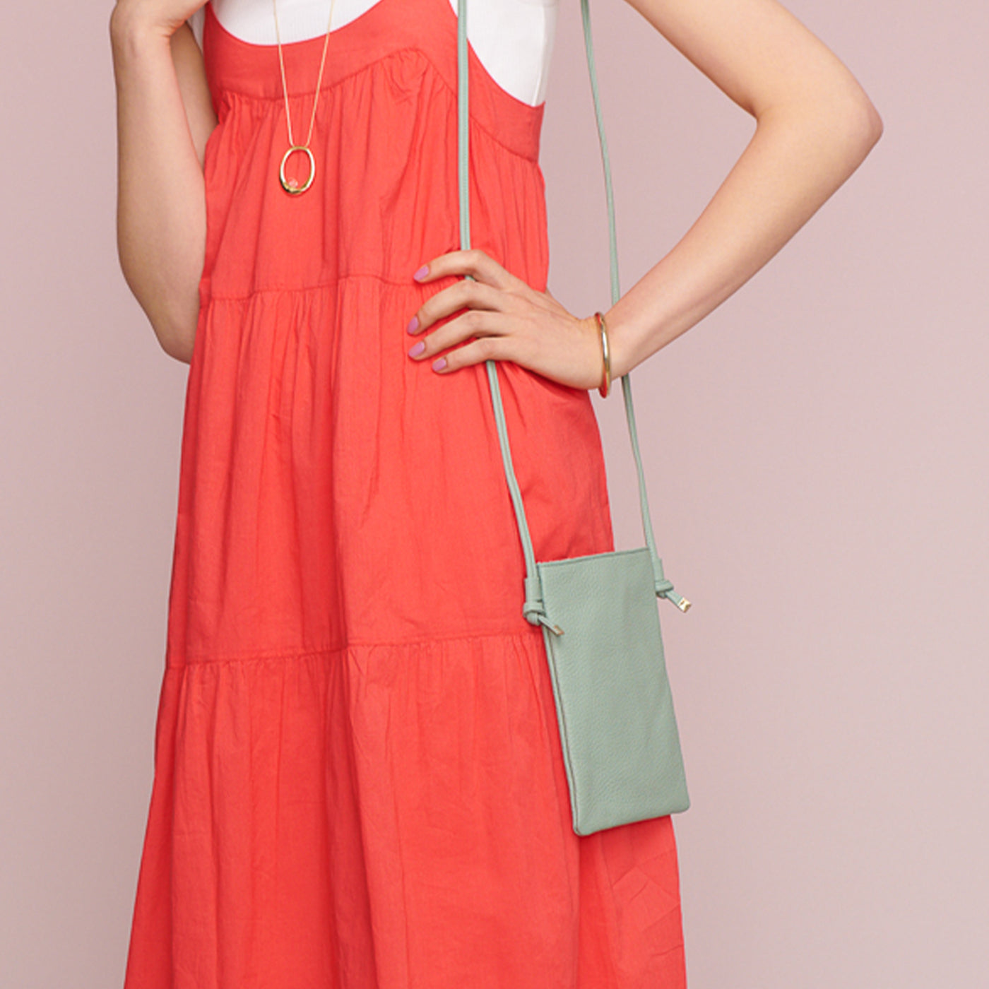 <bell la bell> Italian Leather Cross Body Bag / Coral Orange