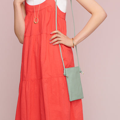 <bell la bell> Italian Leather Cross Body Bag / Coral Orange