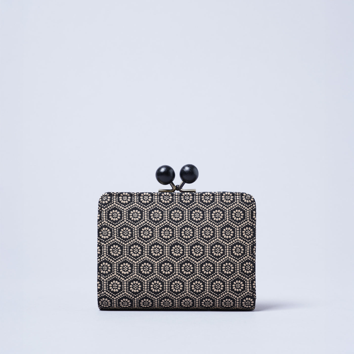 ＜kissora＞古都印傳 口金短夾/龜甲米