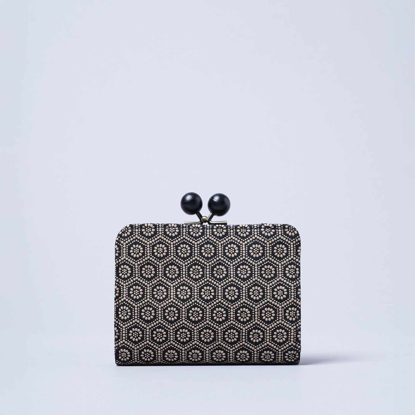 ＜kissora＞古都印傳 口金短夾/龜甲米