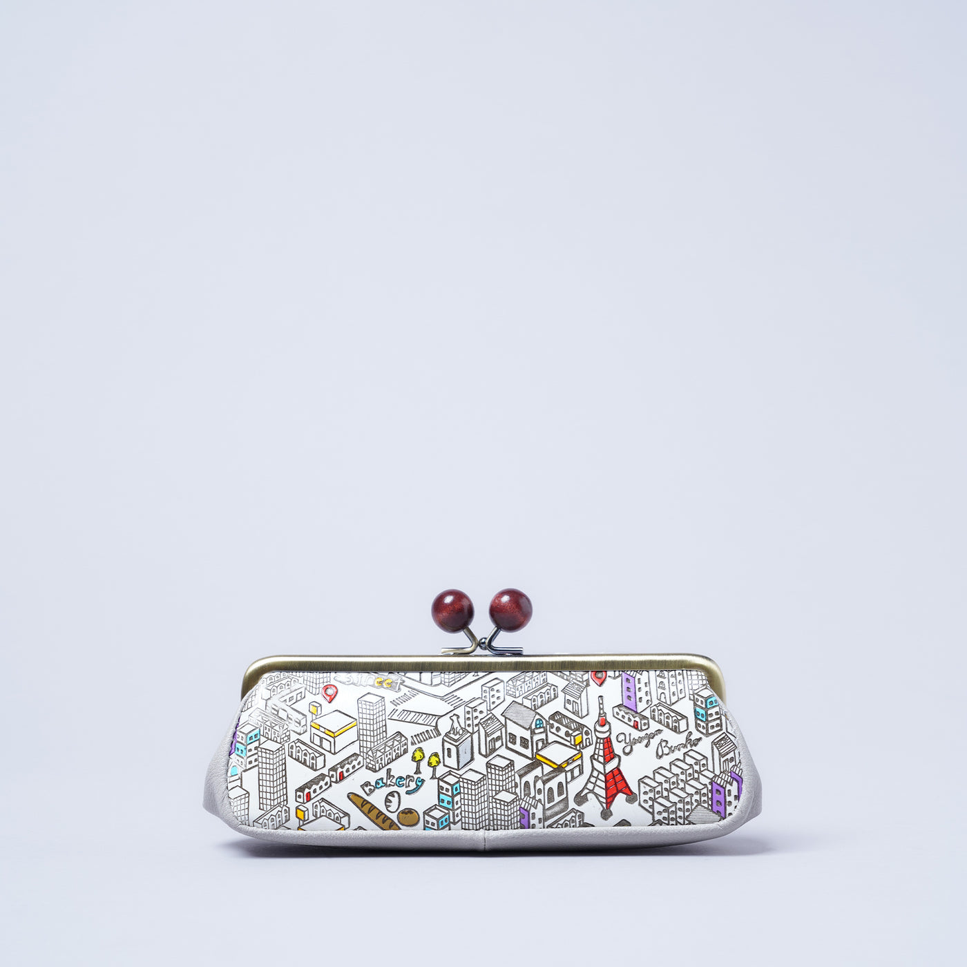 ＜kissora＞友禪文庫 口金眼鏡收納袋/TOKYO（白色）