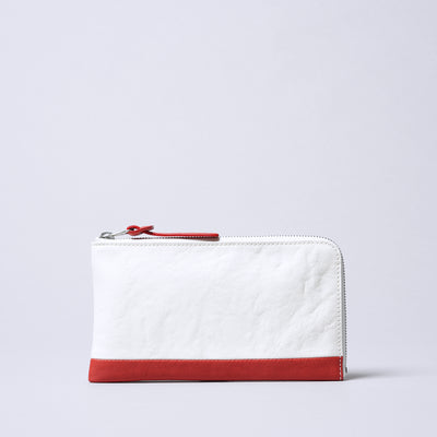 <numeri> Sottile Bi-Color L-zip Long Wallet / White x Red