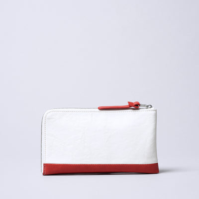 <numeri> Sottile Bi-Color L-zip Long Wallet / White x Red