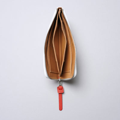<numeri> Sottile Bi-Color L-zip Long Wallet / White x Red