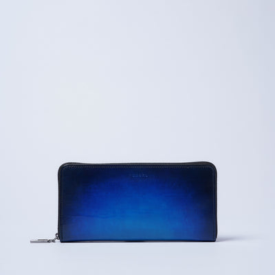<yuhaku> Round Zipper Wallet / Blue