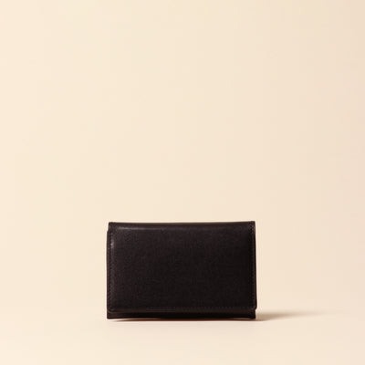 <CYPRIS> Business card holder in white Shirasagi leather, dark brown