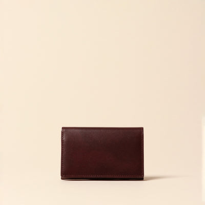 <CYPRIS> Business card holder in white Shirasagi leather, dark brown