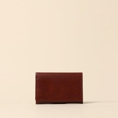 < CYPRIS > Business card holder in white Shirasagi leather, brown