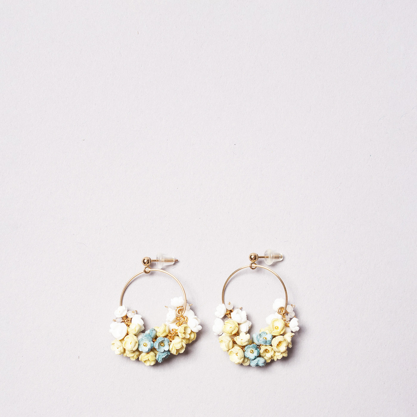 <Selieu> Mimosa Pierced Earrings Large / Purple, White and Ice Gray