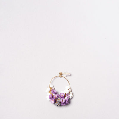 <Selieu> Mimosa Pierced Earrings Large / Purple, White and Ice Gray