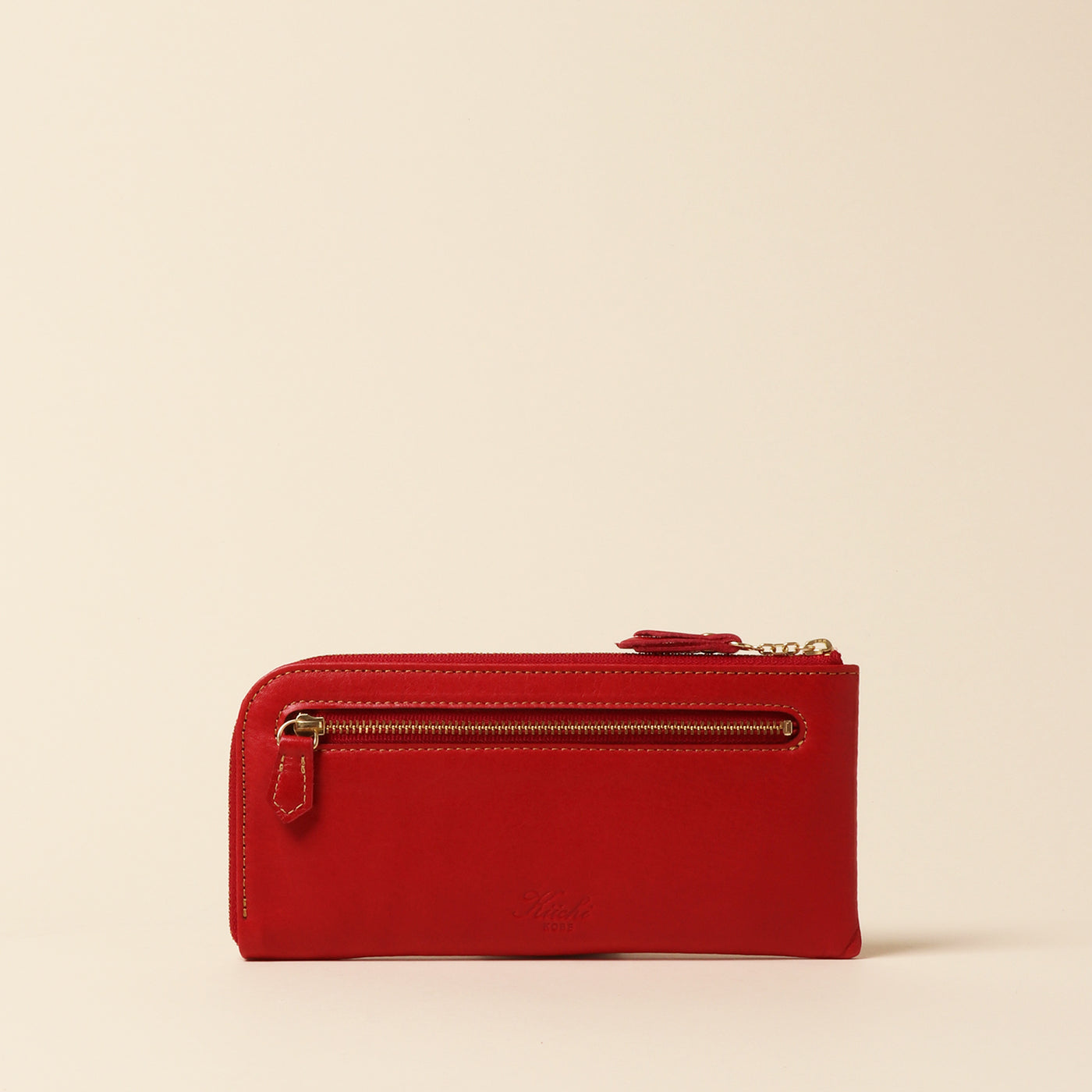 <Kiichi> Long wallet (L-shaped zipper) / Orange