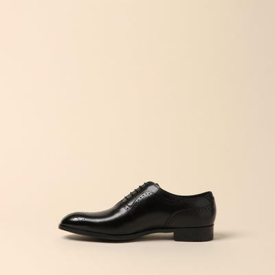 <Madras> Plain toe medallion/black